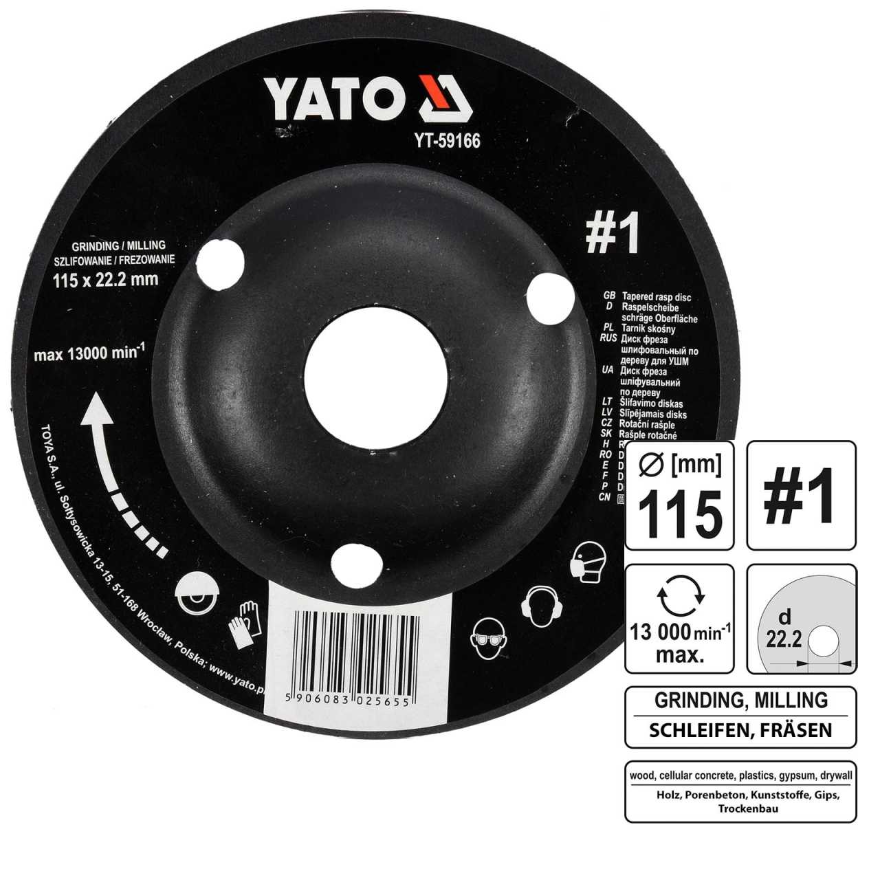 YATO Profi Raspelscheibe für Winkelschleifer 115mm No 1 YT-59166