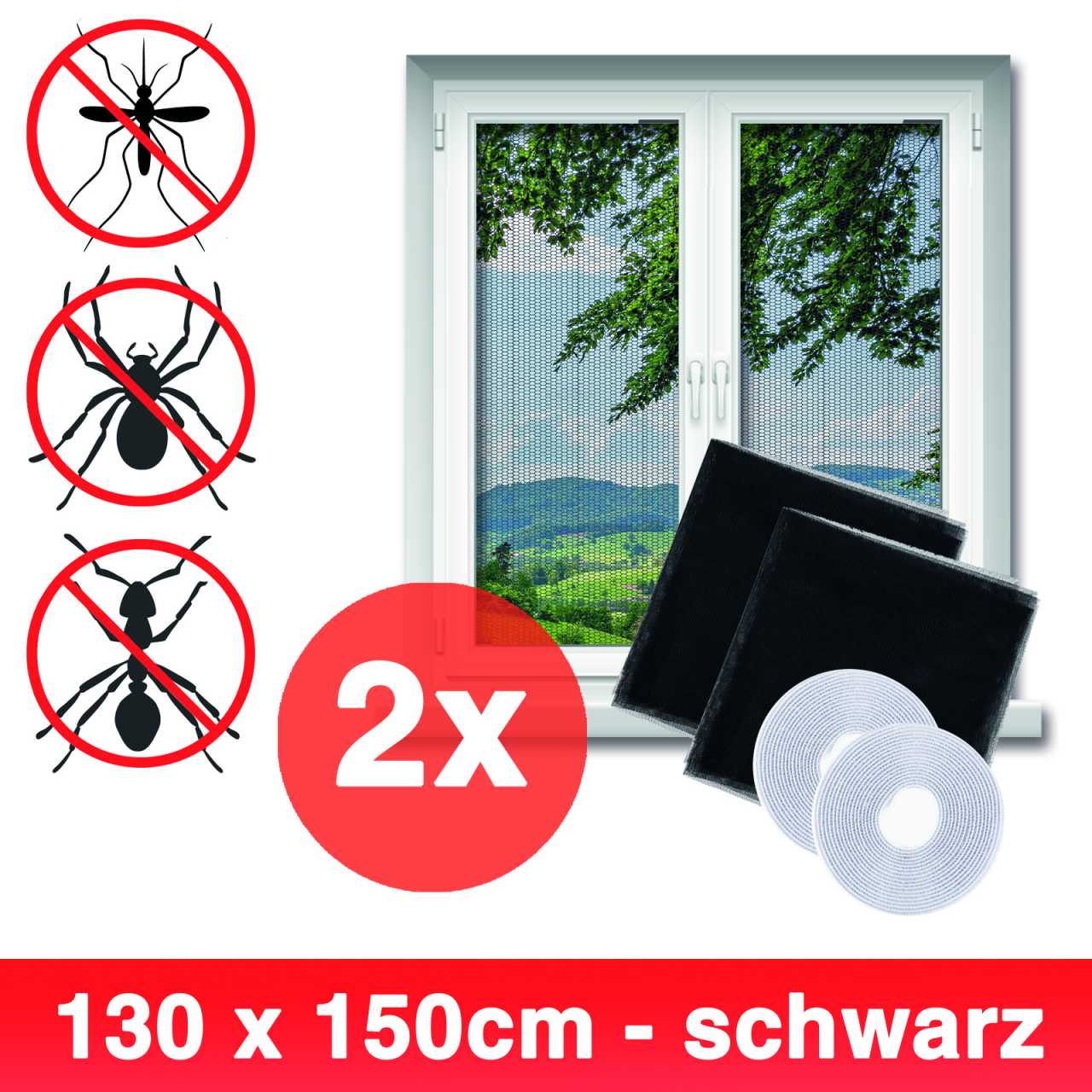 Grafner 2er Insektenschutz 130x150cm IS10909 schwarz (2x21597)