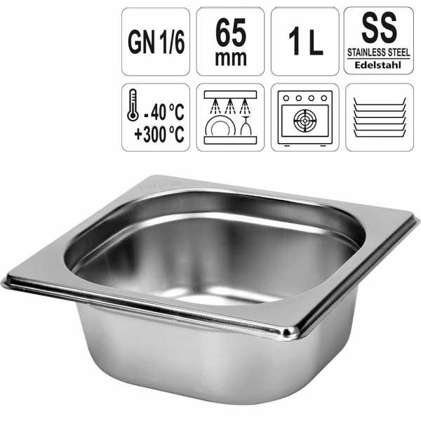 YATO Profi GN Gastronorm Behälter Edelstahl 1/6 65mm YG-00290