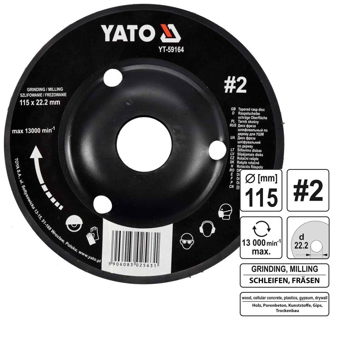 YATO Profi Raspelscheibe für Winkelschleifer 115mm No 2 YT-59164