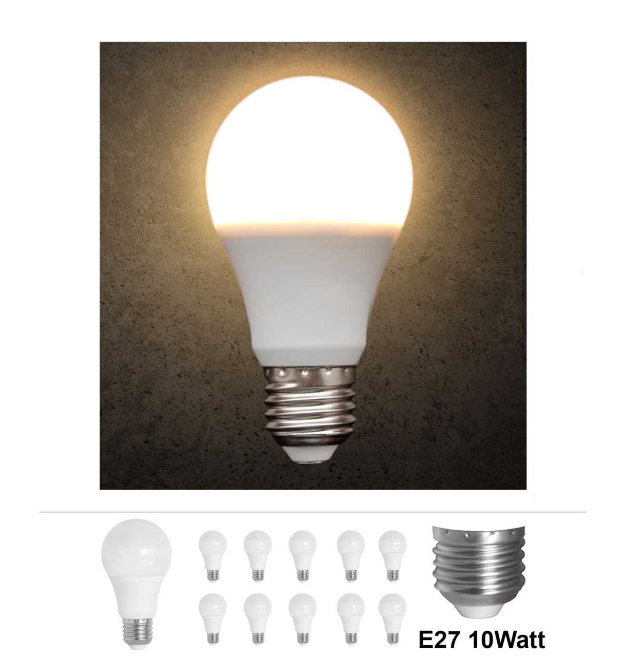 Bundle 10x Grafner LED Leuchtmittel 10W E27 3000K LM10351 (10x16202)