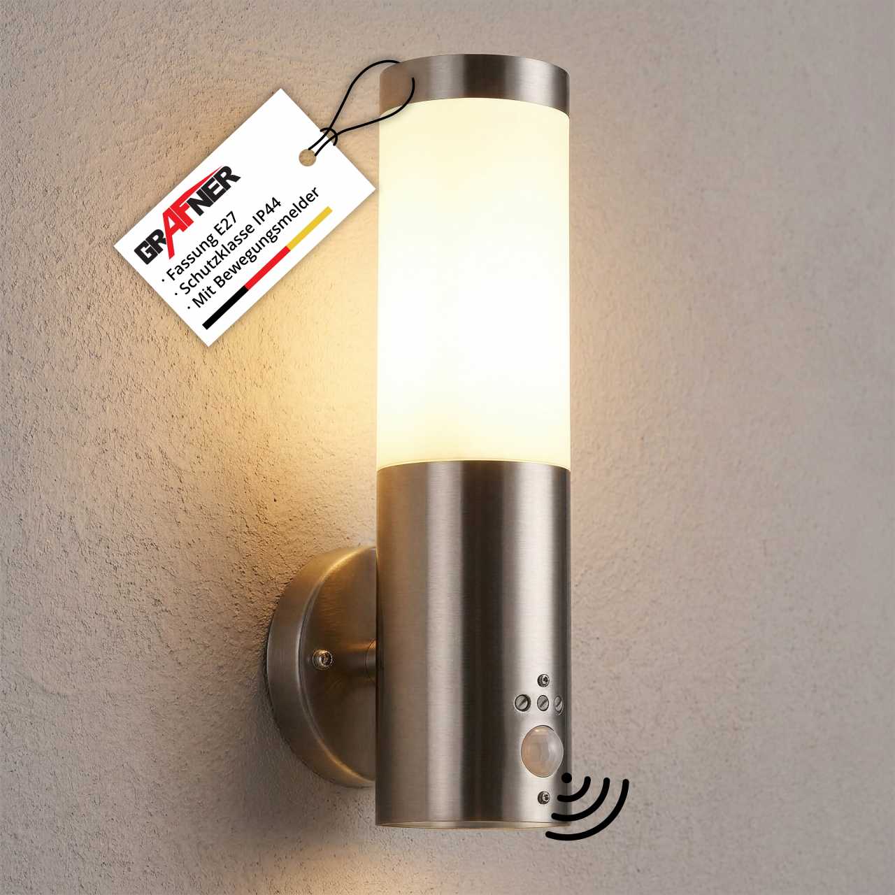 Grafner Edelstahl-Wandlampe 10WBPIR WL10493