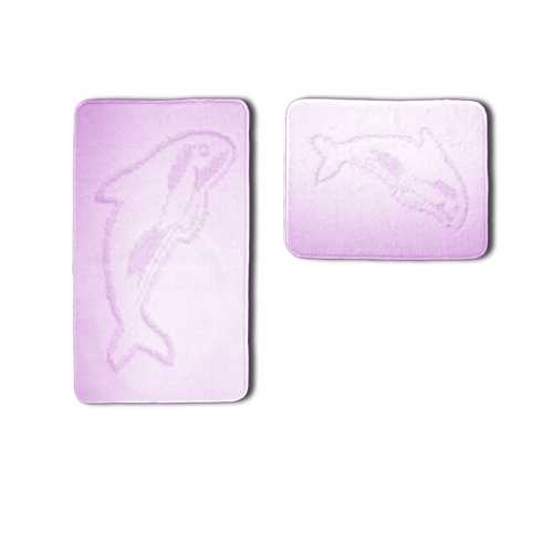 Badezimmer-Matten-Set 2tlg Balina Delphin lila