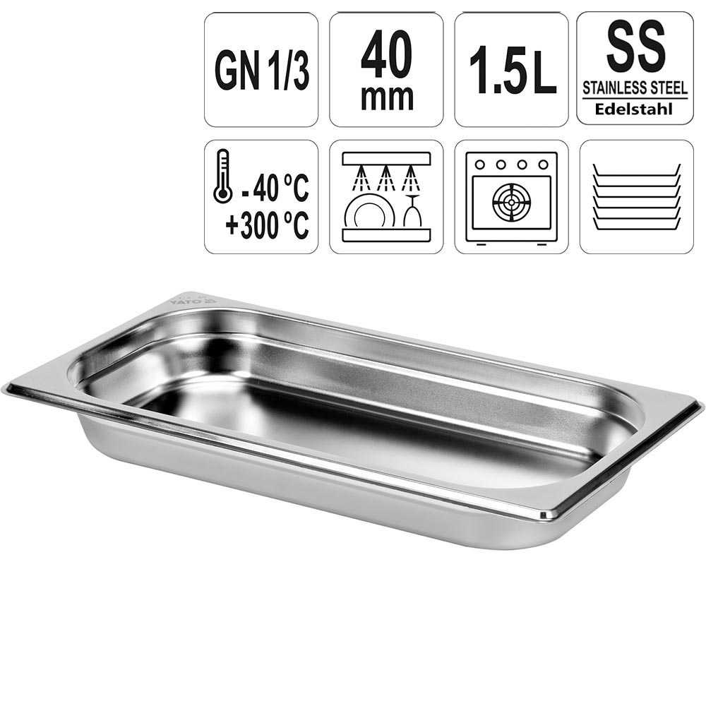 YATO Profi GN Gastronorm Behälter Edelstahl 1/3 40mm YG-00271
