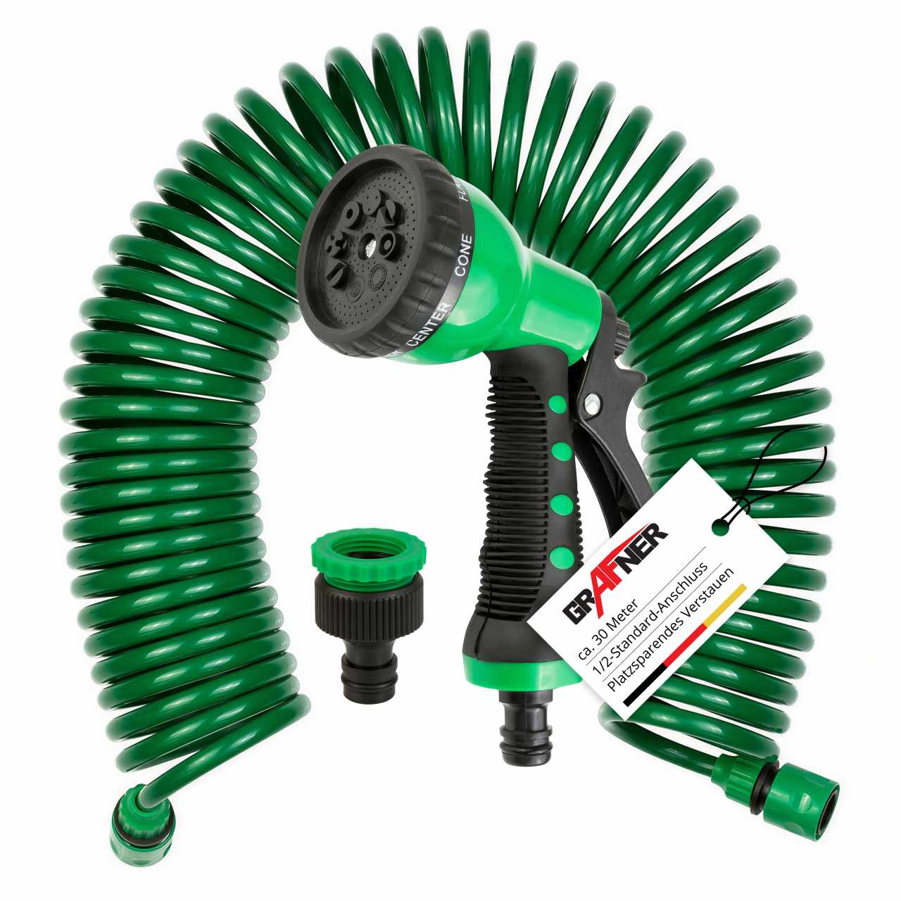 Grafner Flexibler Spiral Gartenschlauch grün 30 m SG11120
