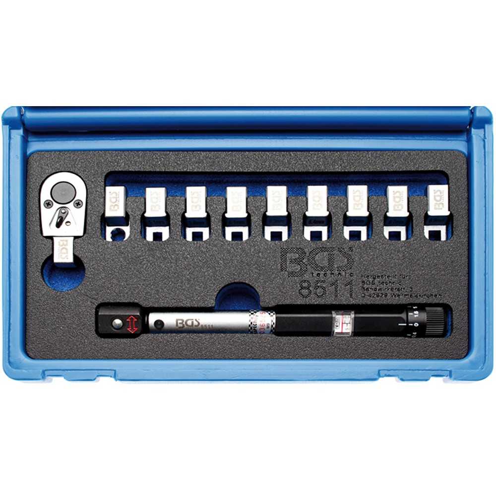 BGS Profi Drehmoment-Speichenschlüssel mit austauschbaren Köpfen 3-15 Nm 8511