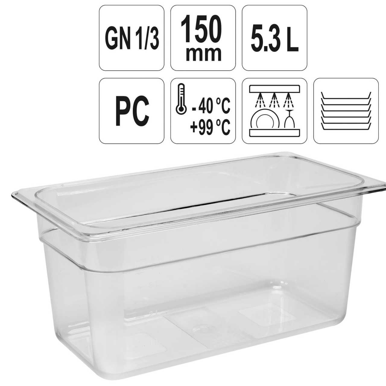 YATO Profi GN Gastronorm Behälter Kunststoff 1/3 150mm YG-00412