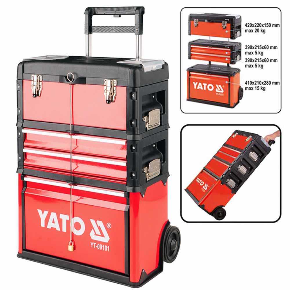 YATO Profi Werkzeugtrolley mit 3 Modulen YT-09101