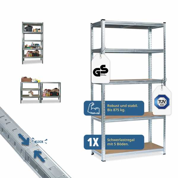 Grafner Schwerlastregal 175 KG Stahl 90x40x180cm TÜV GS