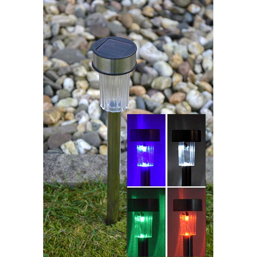 10er Set Solar LED Gartenlampe mit Farbwechsel Wegleuchte RGB Stick 22cm