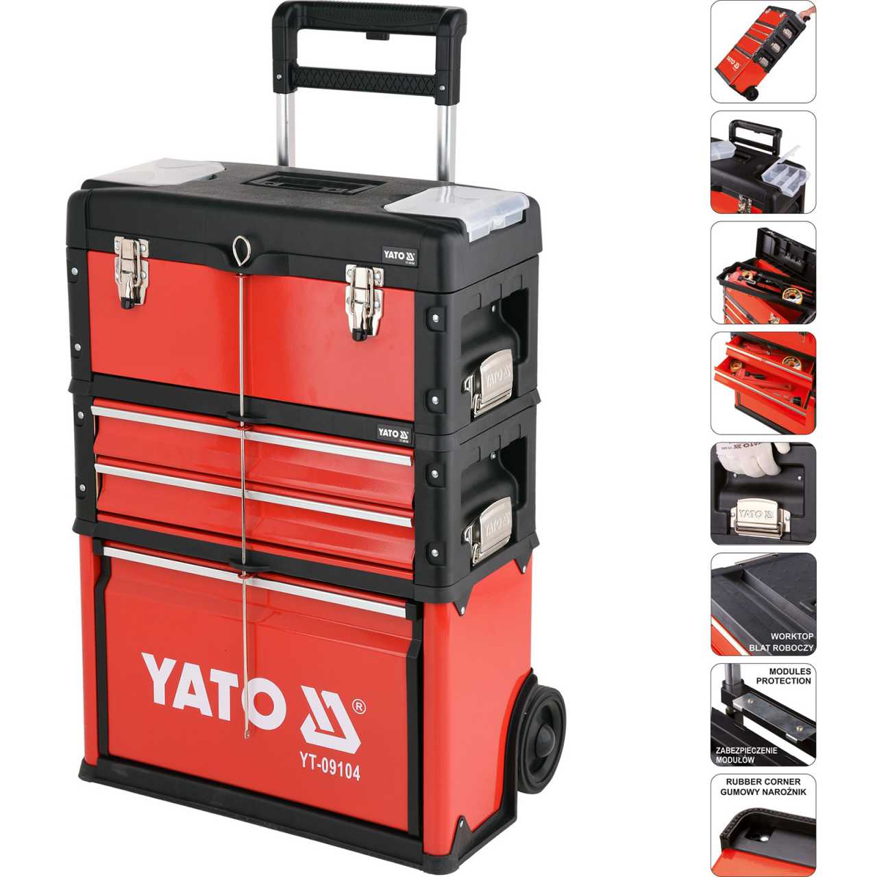YATO Profi Werkzeugtrolley mit 3 Modulen bestückt | 78 tlg. | YT-09104